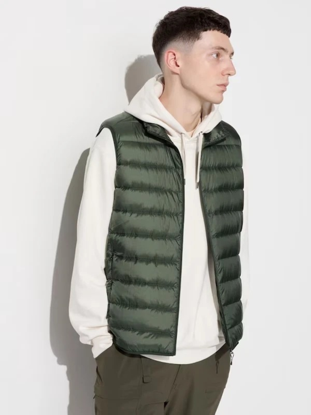 Uniqlo Quilted Ultra Light Down-Style Vest in Dark Green